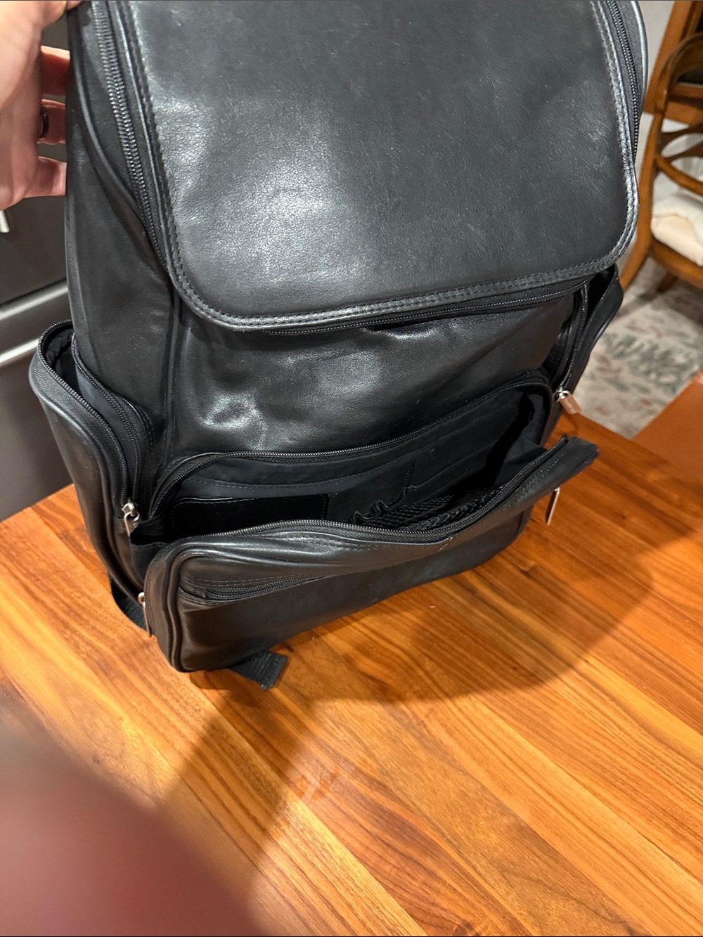 Genuine Black Leather Men's or Womans Backpack - Sleek Everyday Carry